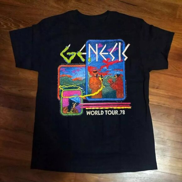 Genesis World Rock Tour Unisex T-Shirt | Vintage Band Tee Rock Concert Shirt 79 - Picture 1 of 5